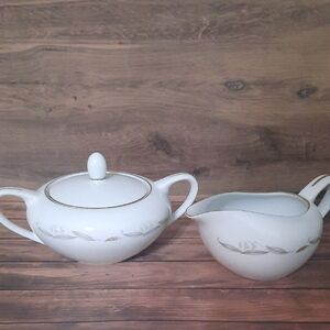 Vintage Kaysons Fine China Golden Fantasy Sugar Bowl and Creamer